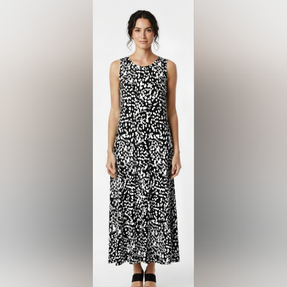 NWOT Karen Kane Sleeveless Side Slit Black and White Midi Dress Size SP